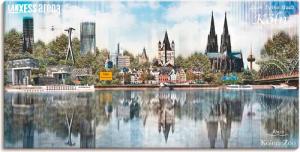 Artland Leinwandbild "Köln Skyline Abstrakte Collage 20", Deutschland, (1 St.), auf Keilrahmen gespannt