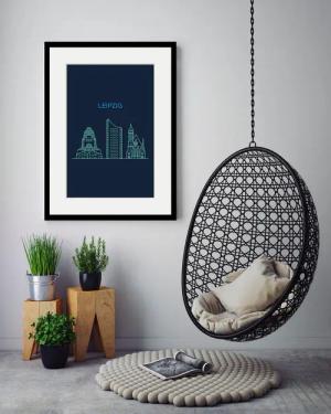queence Bild "Leipzig Sightseeing", Städte-Stadt-Deutschland-Gebäude, (1 St.), HD Premium Poster-Druck inkl. Holzrahmen