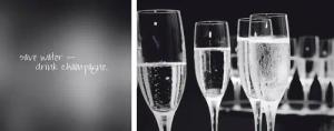 queence Leinwandbild "Champagne", Getränke-Kunst-Modern-Spa-Spa Bilder-Sprüche-Sprüche & Texte-Schriftzug-Schriftzüge, (Set), Premium-Leinwandstoff, Handarbeit aus Deutschland, Spruch, 2er Set