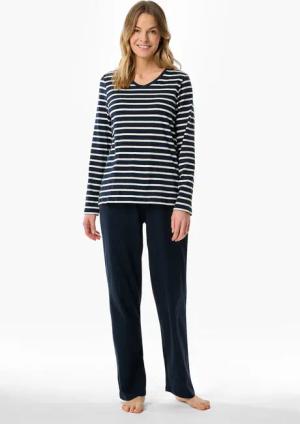Schiesser Schlafanzug "Casual Essentials", (2 tlg.), Baumwolle, V-Ausschnitt, langärmelig