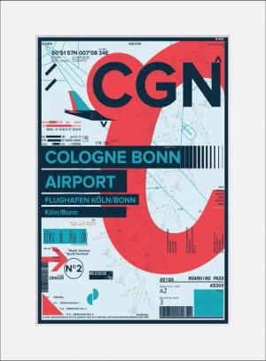 queence Bild "CGN AIRPORT", Flugzeuge-Magazincover-Mode-Fashion-Deutschland-Gebäude-Köln, (1 St.), HD Premium Poster-Druck inkl. Holzrahmen