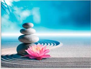 Artland Glasbild "Sand, Lilie und Spa-Steine in Zen-Garten", Zen, (1 St.), in verschiedenen Größen