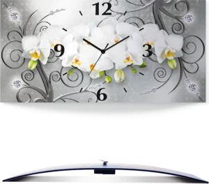 Artland Wanduhr "weiße Orchideen auf Ornamenten", 3D Optik gebogen, mit Quarz- oder Funkuhrwerk, versch. Größen