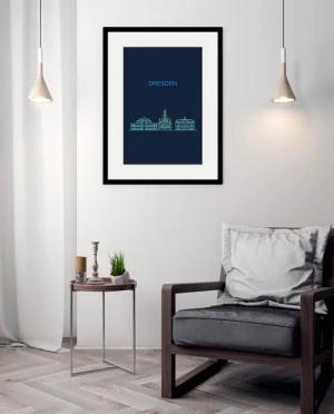 queence Bild "Dresden Sightseeing", Städte-Stadt-Deutschland-Dresden-Schriftzug, (1 St.), HD Premium Poster-Druck inkl. Holzrahmen