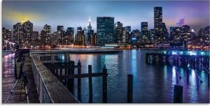 Artland Glasbild "New York Manhattan im Abendlicht", Amerika, (1 St.), in verschiedenen Größen
