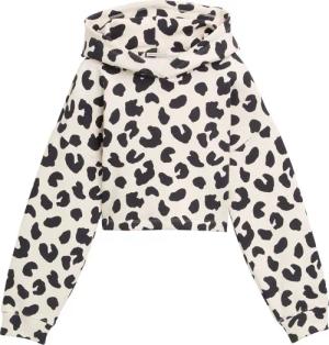 TOM TAILOR Mädchen Cropped Hoodie Sweatshirt mit Muster, weiß, Animalprint, Gr. 128