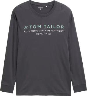 TOM TAILOR Herren Plus Size - Langarmshirt mit Logo-Print, schwarz, Uni, Gr. 4XL