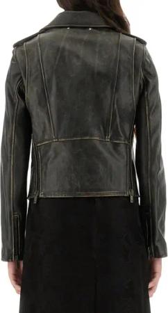Golden Goose - Cropped Black Leather Biker Jacket - Größe 42 - schwarz