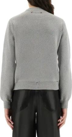 Golden Goose - Ribbed Cotton Jersey Sweater With Logo Patch - Größe S - grau