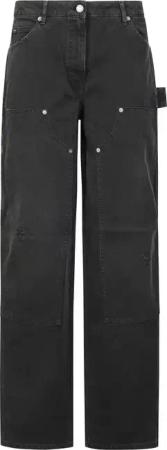 Golden Goose - High-Waisted Wide-Leg Cotton Pants With Distressed - Größe 42 - schwarz