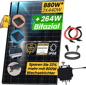 EPP.Solar Solaranlage 880W/800W Balkonkraftwerk Bifizial 880W
