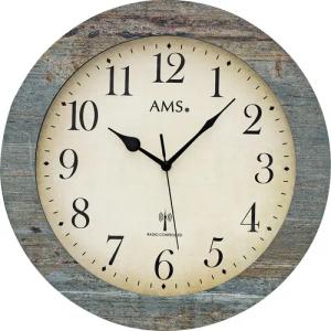 AMS Funkwanduhr F5562 (Made in Germany,Quarz,Holz,Wohnzimmer,Küche,Arbeitszimmer,