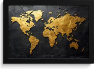 MuchoWow Poster Weltkarte - Gold -