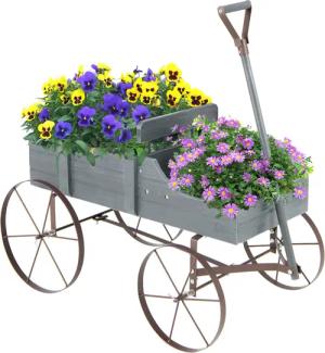 COSTWAY Blumenständer, Pflanzwagen mit 4 Metallrädern