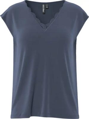 pieces Kurzarmshirt PCKAMALA LACE V-NECK TEE
