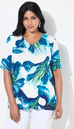 Ulla Popken T-Shirt T-Shirt Blüten Classic