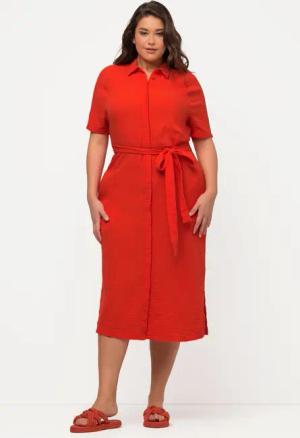 Ulla Popken Midikleid Midikleid Hemdkragen Halbarm