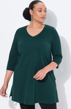 Ulla Popken Longshirt Longshirt A-Linie V-Ausschnitt