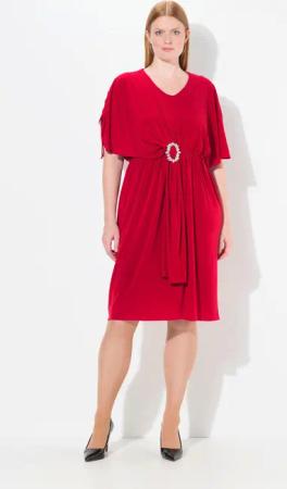 Ulla Popken Cocktailkleid Midikleid drapiert Oversized