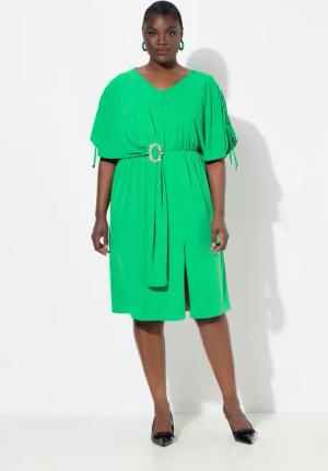 Ulla Popken Cocktailkleid Midikleid drapiert Oversized