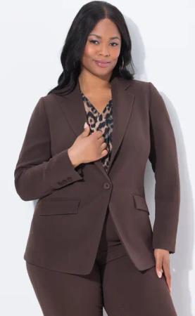 Ulla Popken Blusenblazer Blazer Acetat Reverskragen