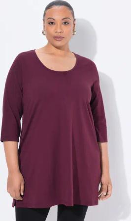 Ulla Popken Longshirt Longshirt A-Linie Rundhalsausschnitt