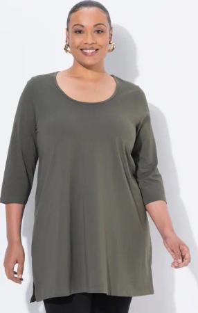 Ulla Popken Longshirt Longshirt A-Linie Rundhalsausschnitt