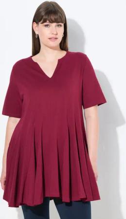 Ulla Popken T-Shirt T-Shirt A-Linie Tunika-Ausschnitt