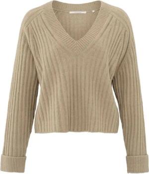YAYA V-Ausschnitt-Pullover Weicher gerippter Pullover mit