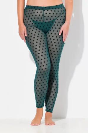 Ulla Popken Feinstrumpfhose Strumpf-Leggings Mesh Flock-Punkte