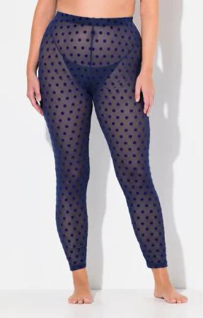 Ulla Popken Feinstrumpfhose Strumpf-Leggings Mesh Flock-Punkte