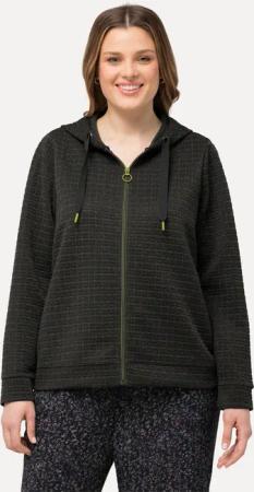 Ulla Popken Sweatjacke Kapuzenjacke Metallic-Effekt Struktur