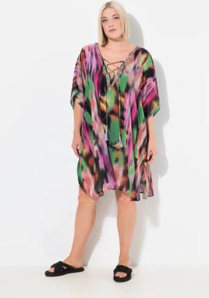 Ulla Popken Jerseykleid Tunika Schnürung Oversized