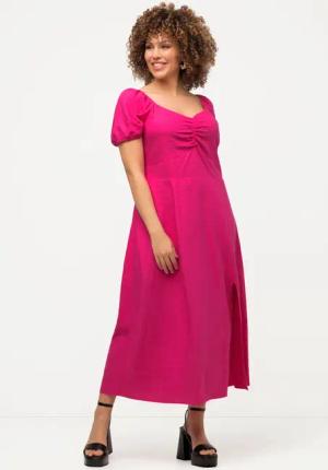 Ulla Popken Midikleid Midikleid Leinenmix Smokdetail