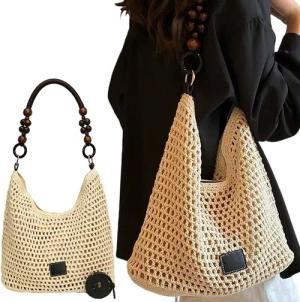 RWEUOQ Strandtasche Damen Boho Straw Beach
