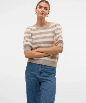 Vero Moda Strickpullover "VMDOFFY 2/4 O-NECK PULLOVER GA NOOS", mit leichten Puffärmeln