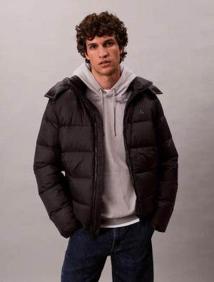 Calvin Klein Jeans Steppmantel "LS NYLN ZP OFF HD DW", Mit Rundhalsausschnitt