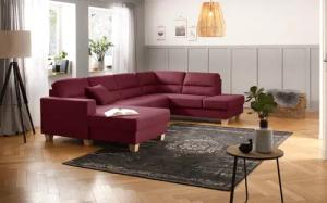 Home affaire Wohnlandschaft "Navan, komfortabel mit viel Platz, U-Form", wahlweise mit Bettfunktion und Kopfstütze
