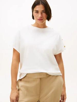 Tommy Hilfiger Curve Kurzarmshirt "CRV GOLD BUTTON SS TEE", in großen Größen