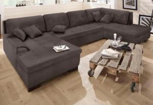 Home affaire Wohnlandschaft "Bergen zeitlos und elegant, U-Form", wahlweise mit Bettfunktion