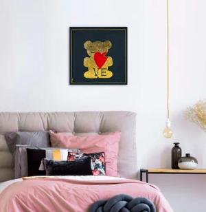 queence Leinwandbild "Bears Love", Bär-Bären-Kunst, (1 St.), Premium-Leinwandstoff, Handarbeit aus Deutschland