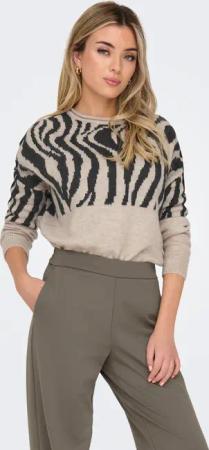 ONLY Rundhalspullover "ONLJADE ZEBRA LS O-NECK CC KNT"