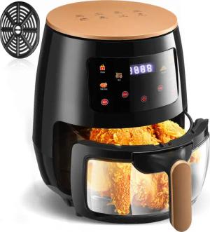 LOVONLIVE Heißluftfritteuse 6L Airfryer mit Glasfrittierkorb,