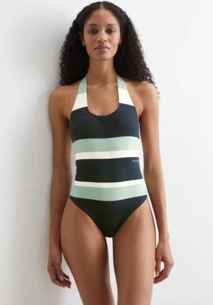 Marc OPolo Badeanzug "Summer Stripes", Neckholder, tiefer Rückenausschnitt, schnelltrocknend, gestreift