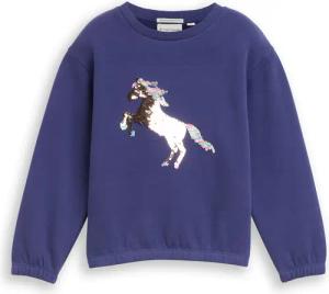 TOM TAILOR Mädchen Cropped Sweatshirt mit Wendepailletten, blau, Uni, Gr. 128/134