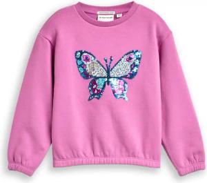 TOM TAILOR Mädchen Cropped Sweatshirt mit Wendepailletten, rosa, Uni, Gr. 92/98