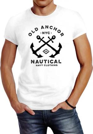Neverless Print-Shirt Herren T-Shirt gekreuzte Anker