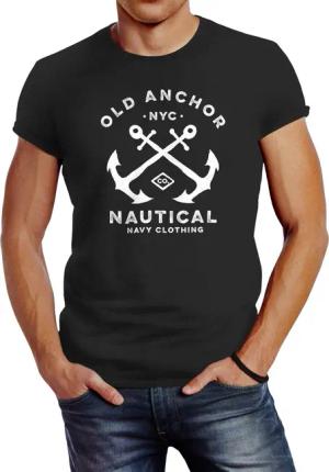 Neverless Print-Shirt Herren T-Shirt gekreuzte Anker