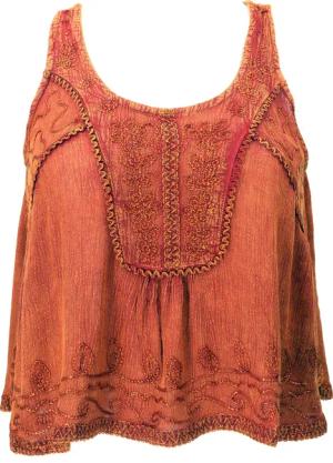 Guru-Shop T-Shirt Besticktes Top Boho chic,