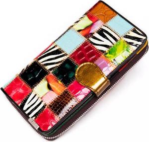 YUBRO-STUDIO Geldbörse Damen Patchwork Echtleder Geldbörse